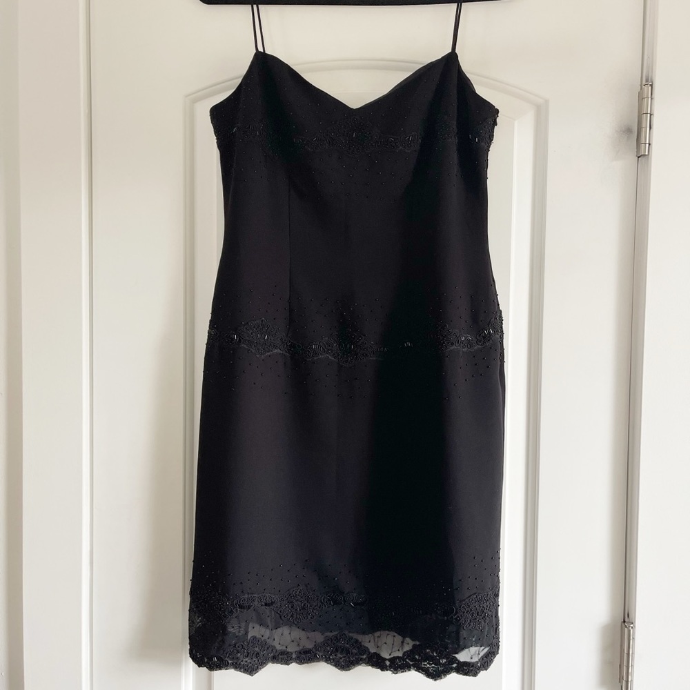 Gorgeous Vintage Jones NY Black Beaded Party Dress - 10